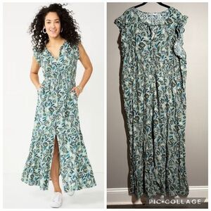 Sonoma button down Blue Floral Maxi Dress plus size 4X